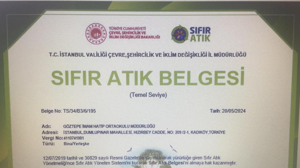 SIFIR ATIK BELGEMİZİ YENİLEDİK